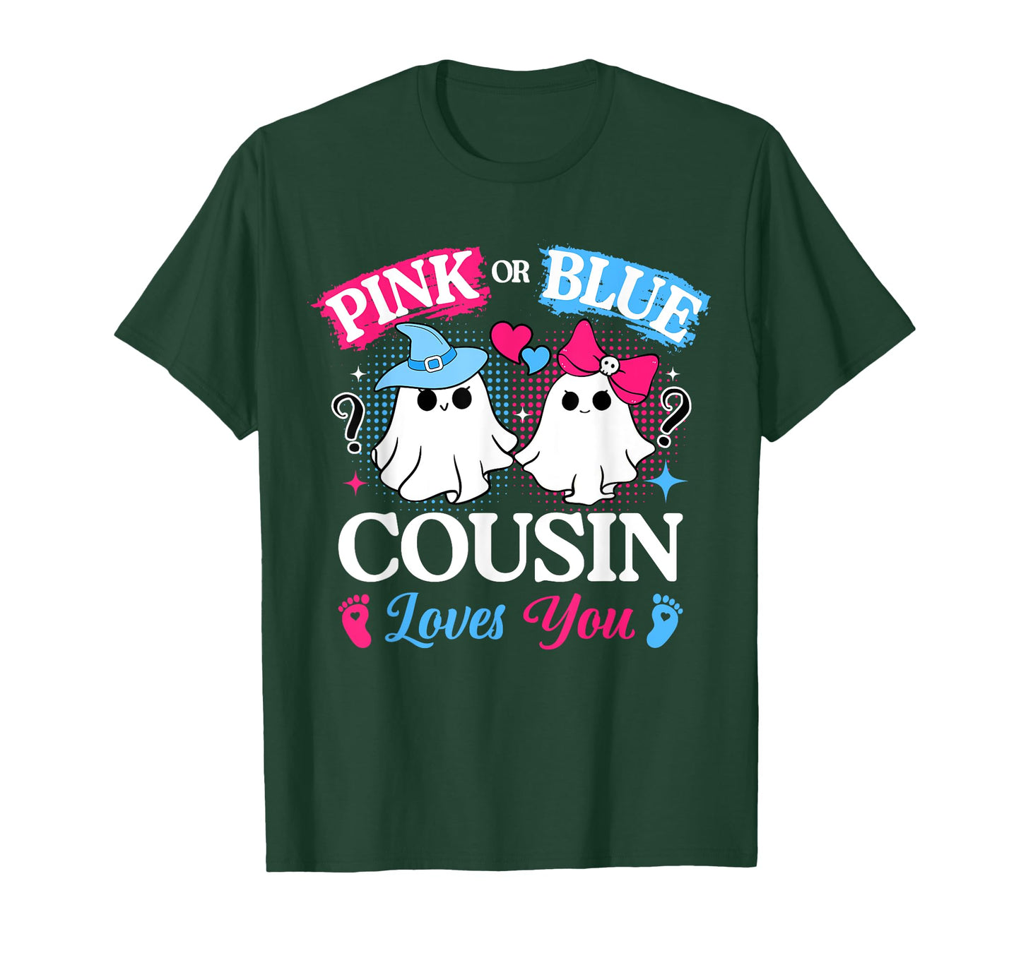 Pink or Blue Cousin Loves You Gender Reveal Halloween T-Shirt