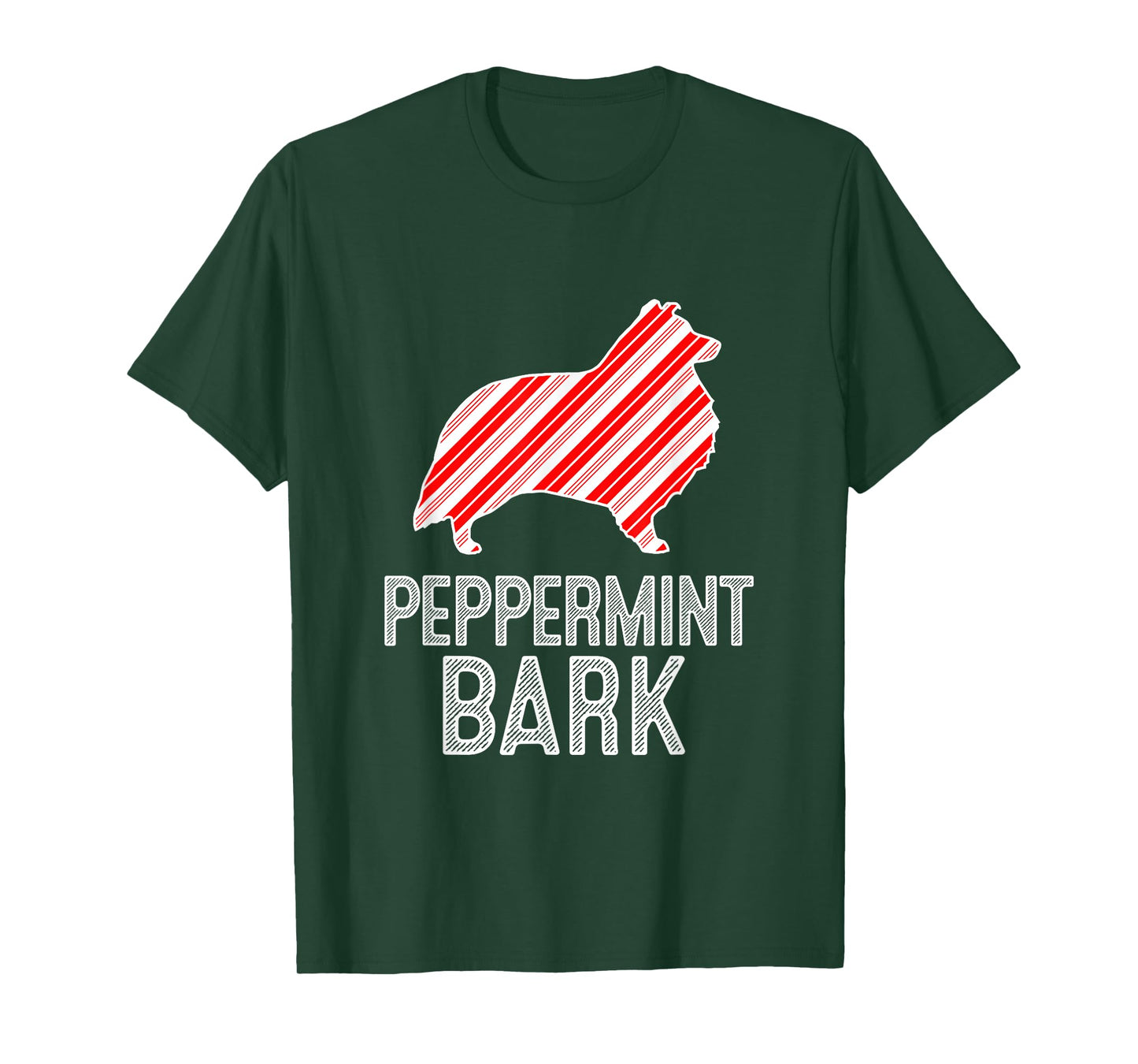 Sheltie Shetland Sheepdog Peppermint Bark Christmas Dog T-Shirt
