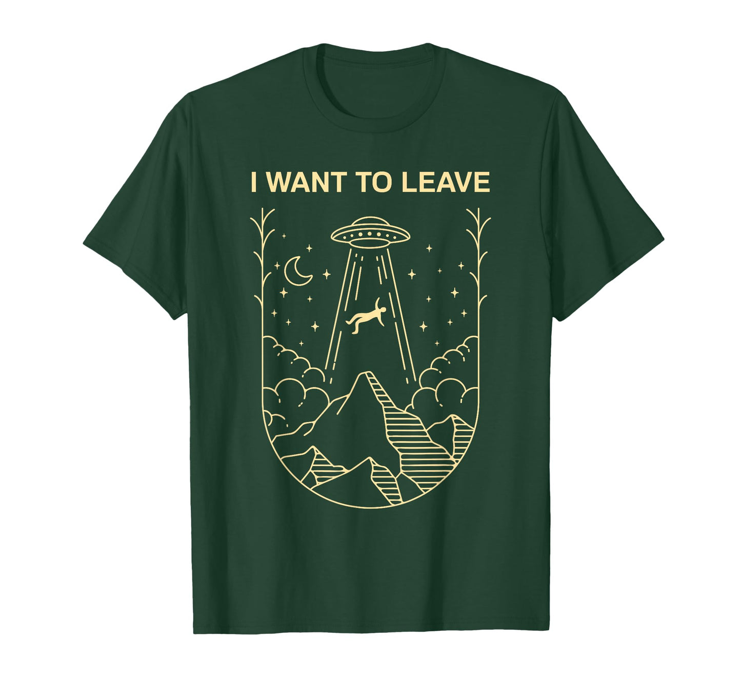 Funny Alien UFO Extraterrestrial I Want to Leave Alien Lover T-Shirt Small