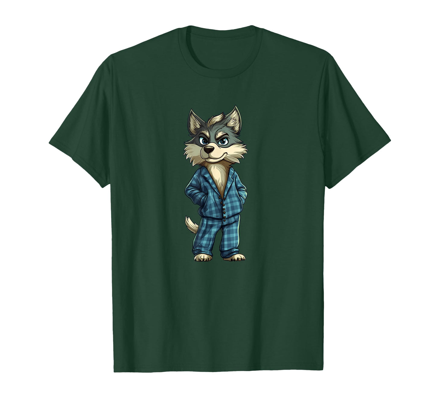 Funny Dreamy Wolf in Pajama Outfit for Sleepy Boys and Girls T-Shirt