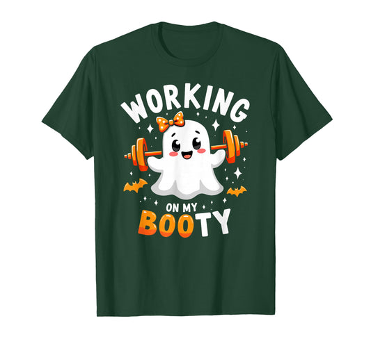 Humor Boo Working On My Booty Gym Fitness Halloween T-Shirt