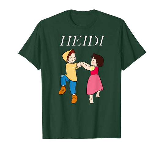 Heidi and Peter Dancing Cartoon TV Series with Logo T-Shirt