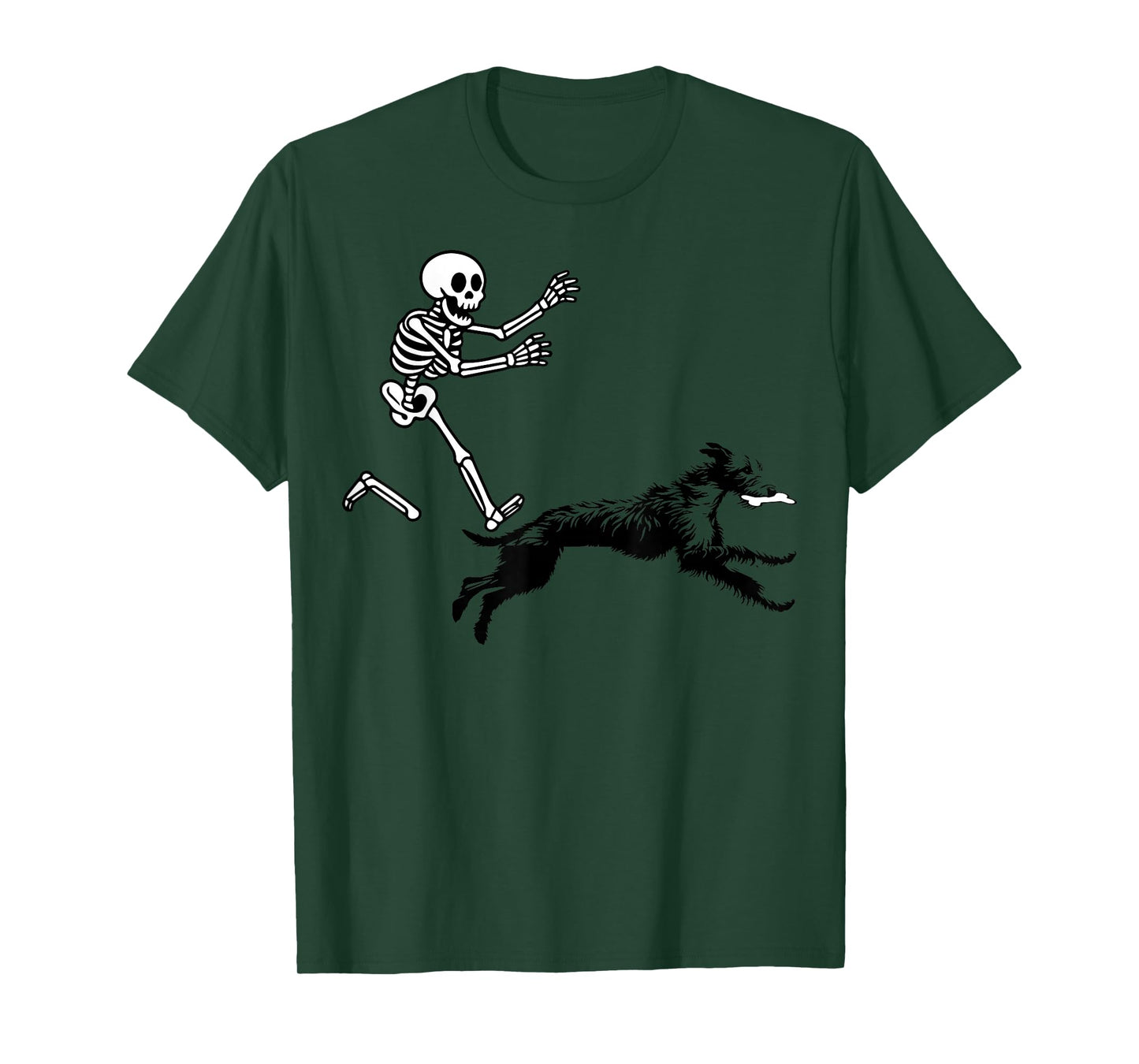 Funny Irish Wolfhound Running Skeleton Halloween T-Shirt