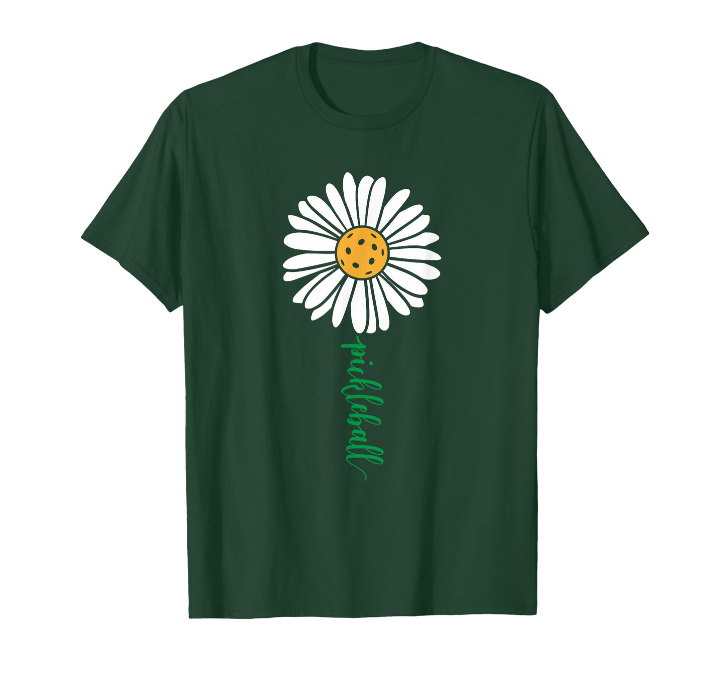 Threadrock Unisex Adults & Kids Pickleball Daisy Flower Short Sleeve T-Shirt, Black, Small
