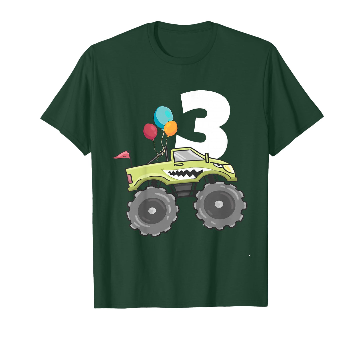 Kids Monster Truck Shark 3rd Birthday Boy 3 Three Year Old T-Shirt