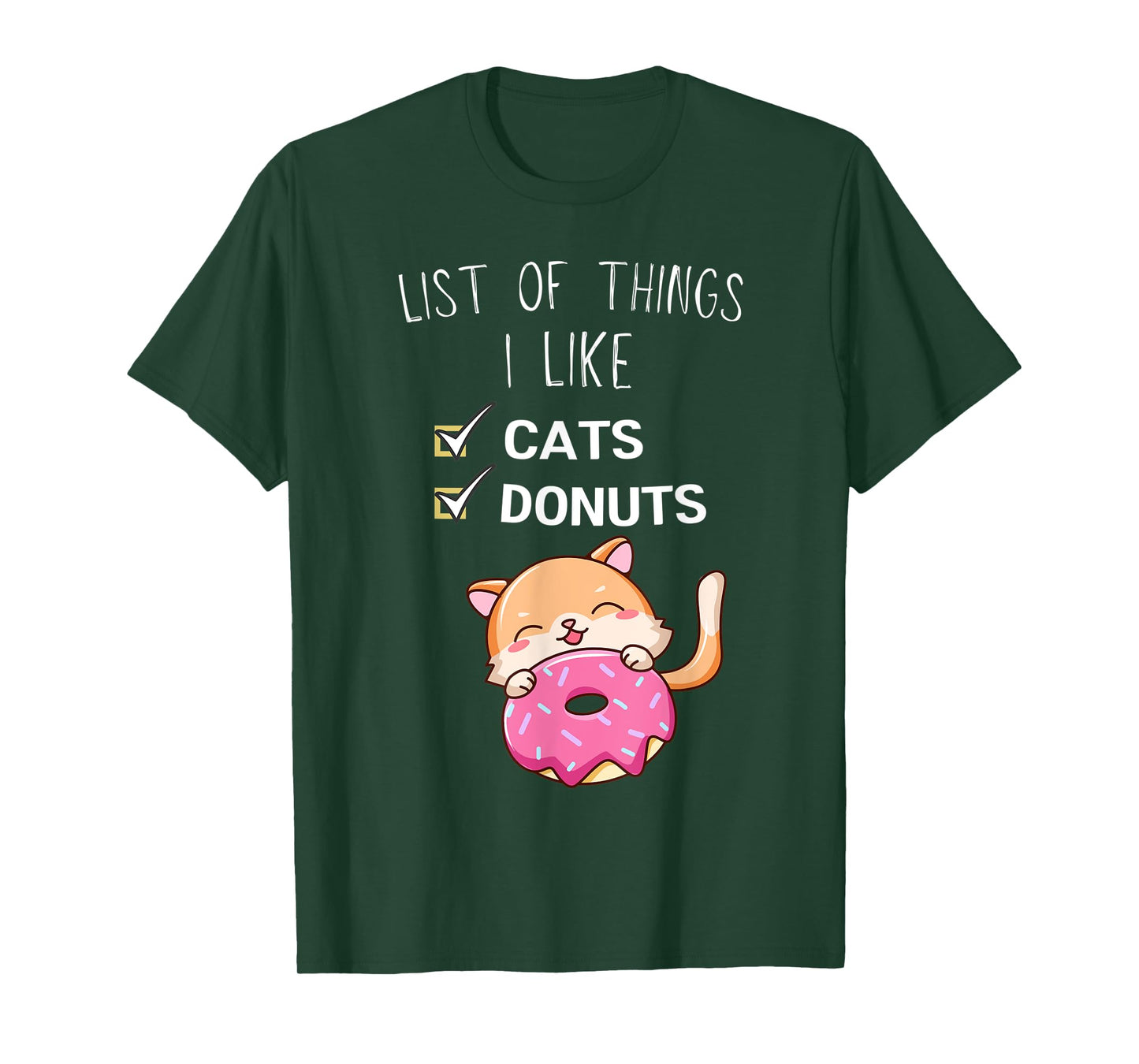 Cute Kawaii Cat List Of Things I Like Donuts Lover T-Shirt