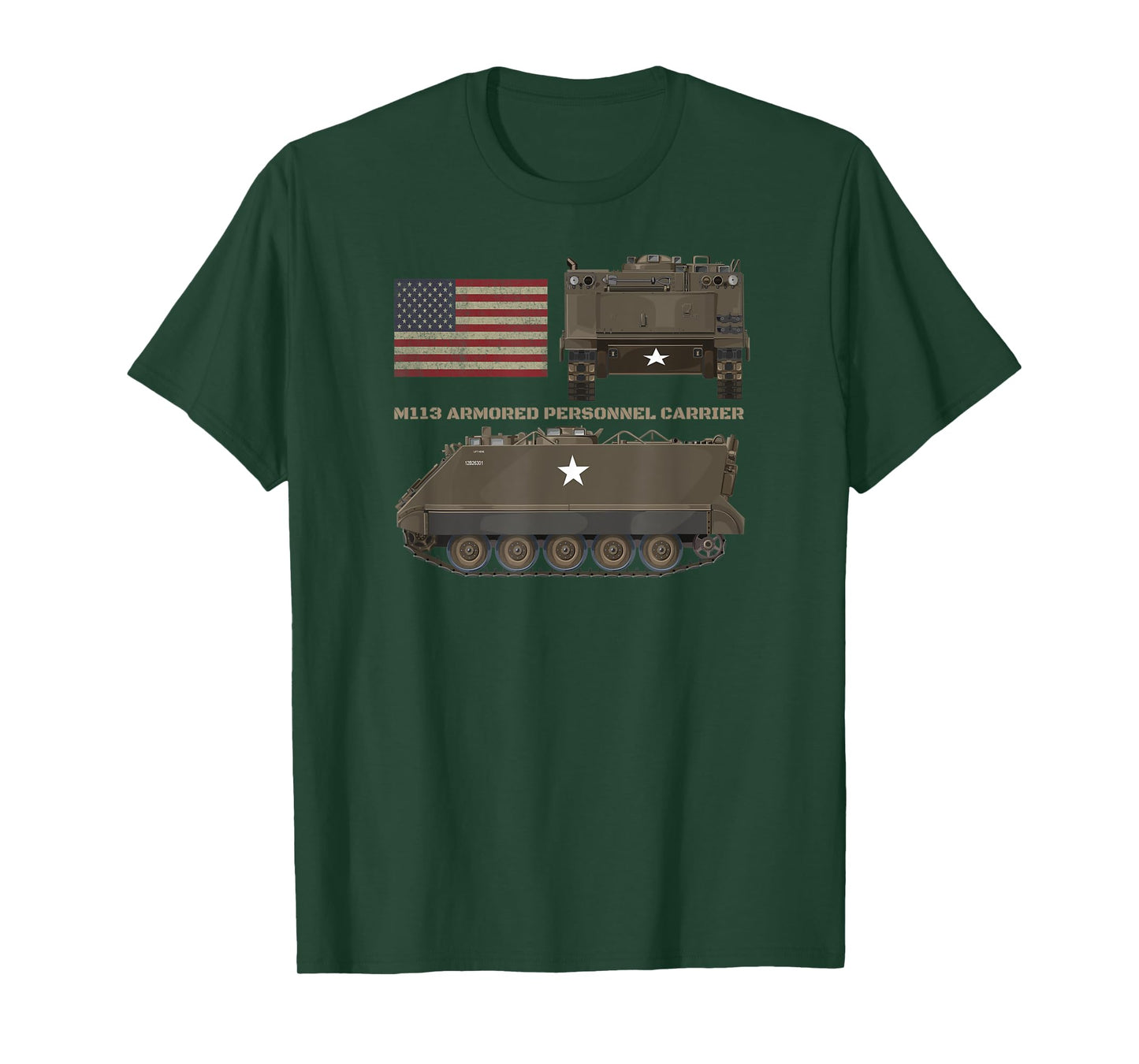 M113 Armored Personnel Carrier Patriotic American Flag Women Kids Men T-Shirt