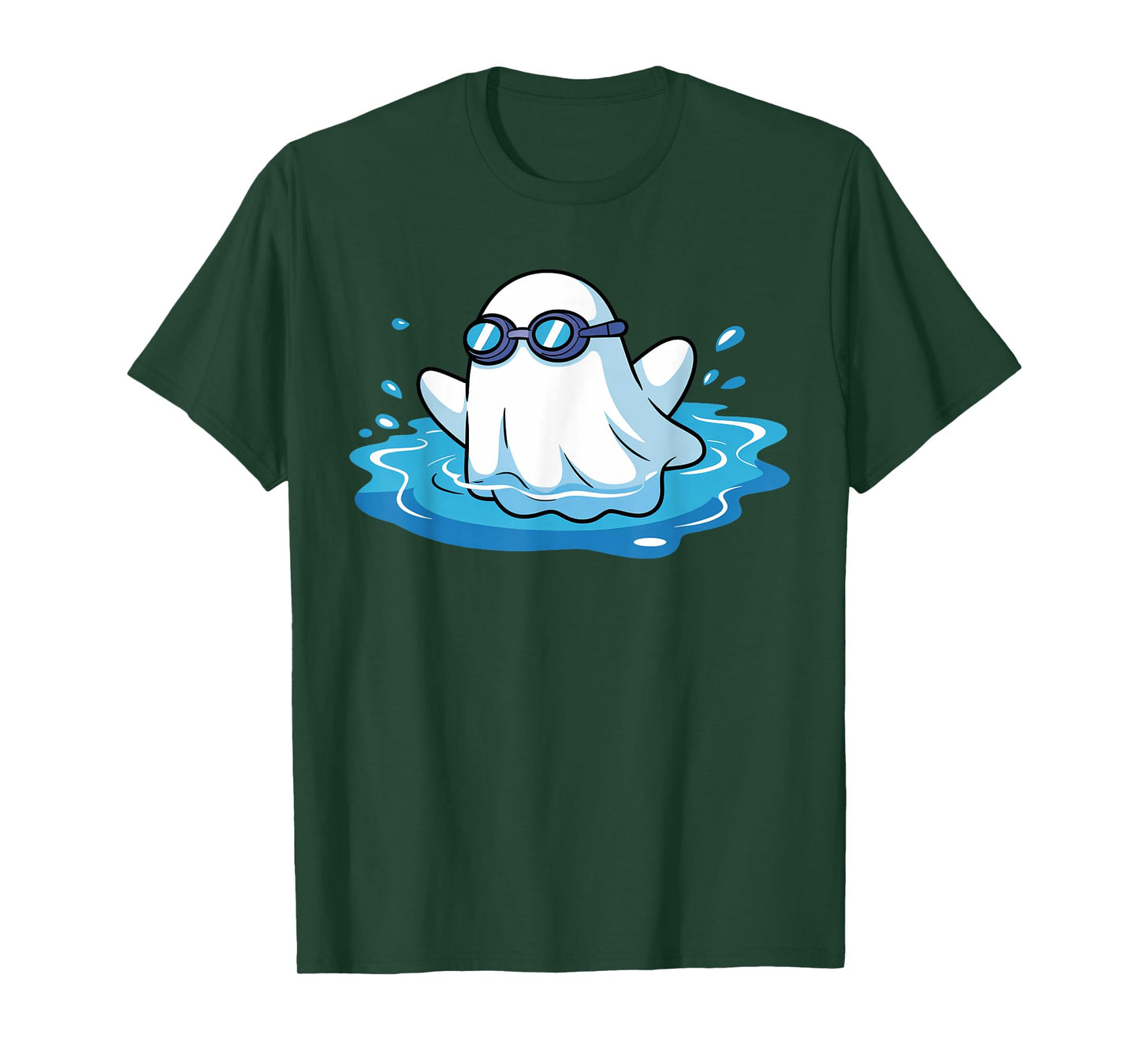 Halloween Ghost Swimming Kids Swimmer Costume Trick or Treat T-Shirt