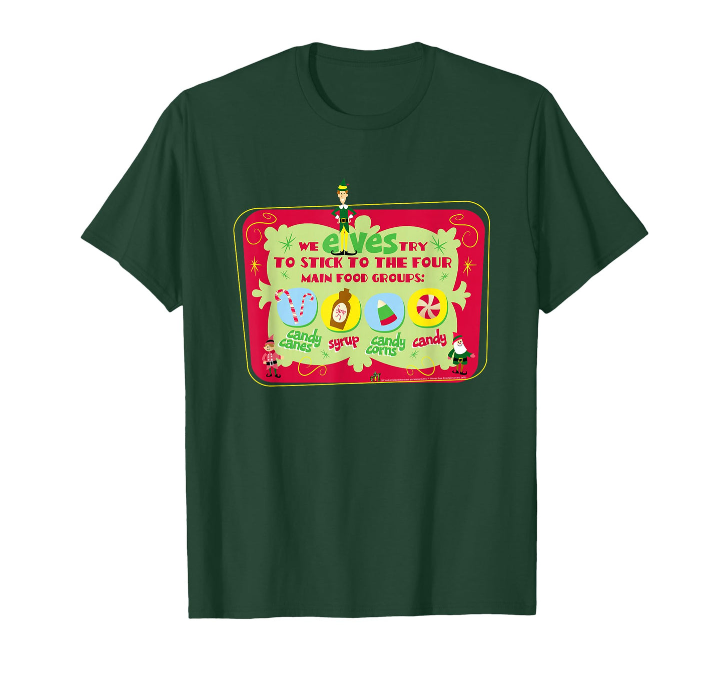 Elf Movie Stick to the 4 Main Food Groups T-Shirt
