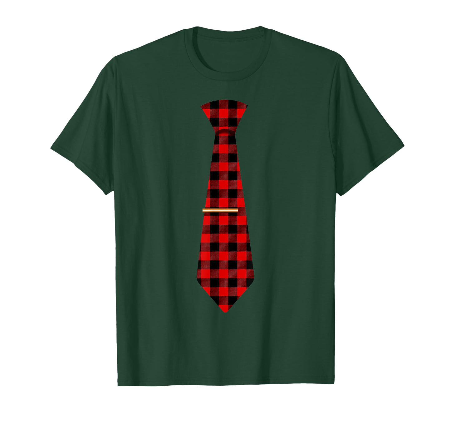 Red Buffalo Plaid Neck Tie Matching Christmas Costume 2021 T-Shirt