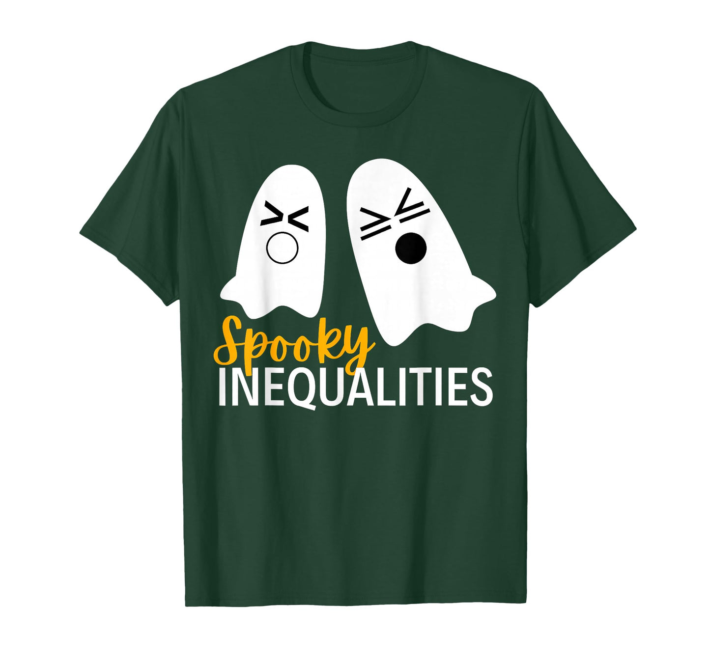 Spooky Ghost Inequalities Funny Halloween Math Teacher T-Shirt