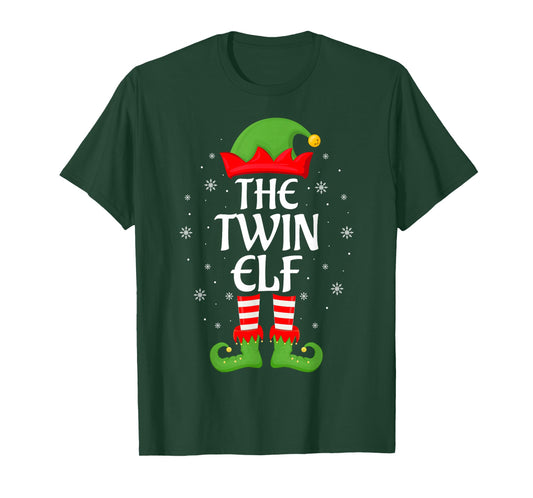 Twin Elf Christmas Family Matching Elf Squad Xmas Pajama T-Shirt