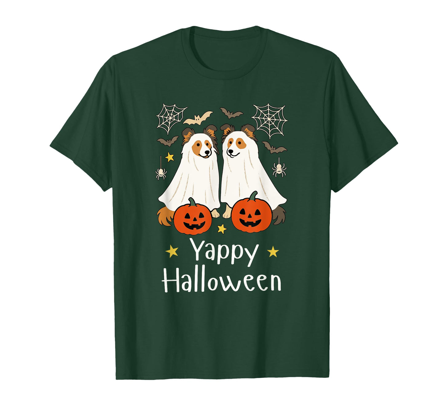 Cute Sheltie Ghosts Spooky Season Yappy Sheltie Halloween T-Shirt