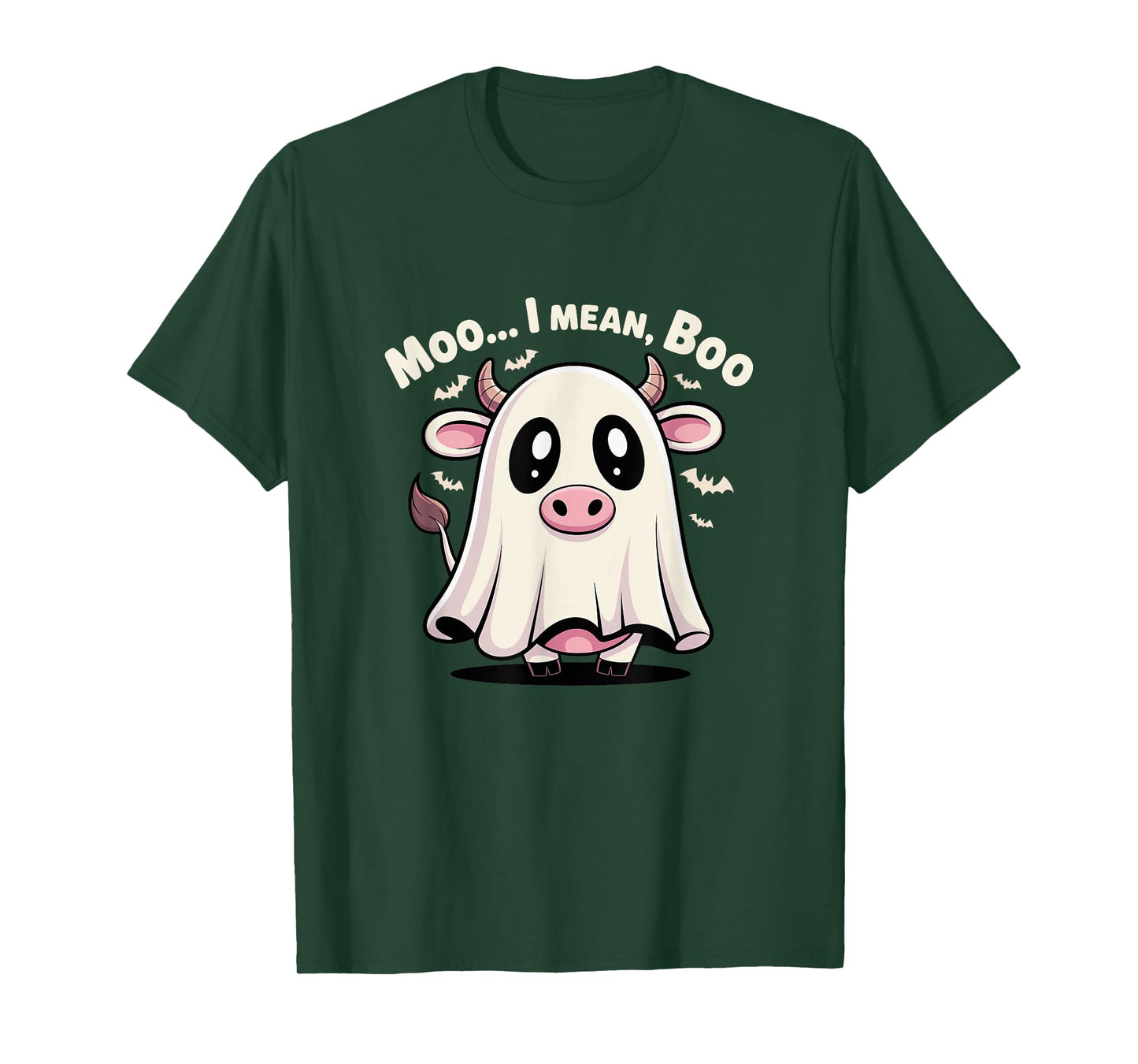 Cute Cow Ghost Halloween Pun Moo I Mean Boo Funny T-Shirt