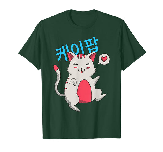 K-Pop Cat Graphic Shirts Kawaii Cute K Pop Korean Teen Girls T-Shirt