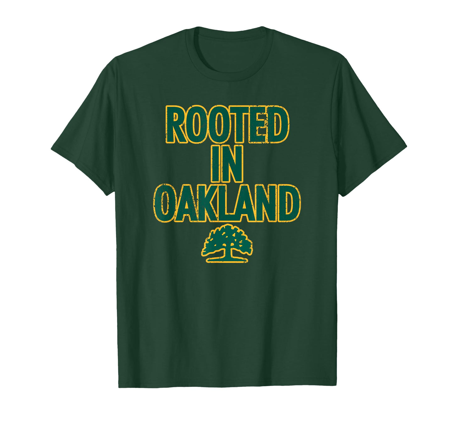 1852 OAK Oakland Tree T-Shirt - Unisex Adults, Kids - Black - Short Sleeve - Crew Neck - Classic Fit - Polyester - Machine Wash