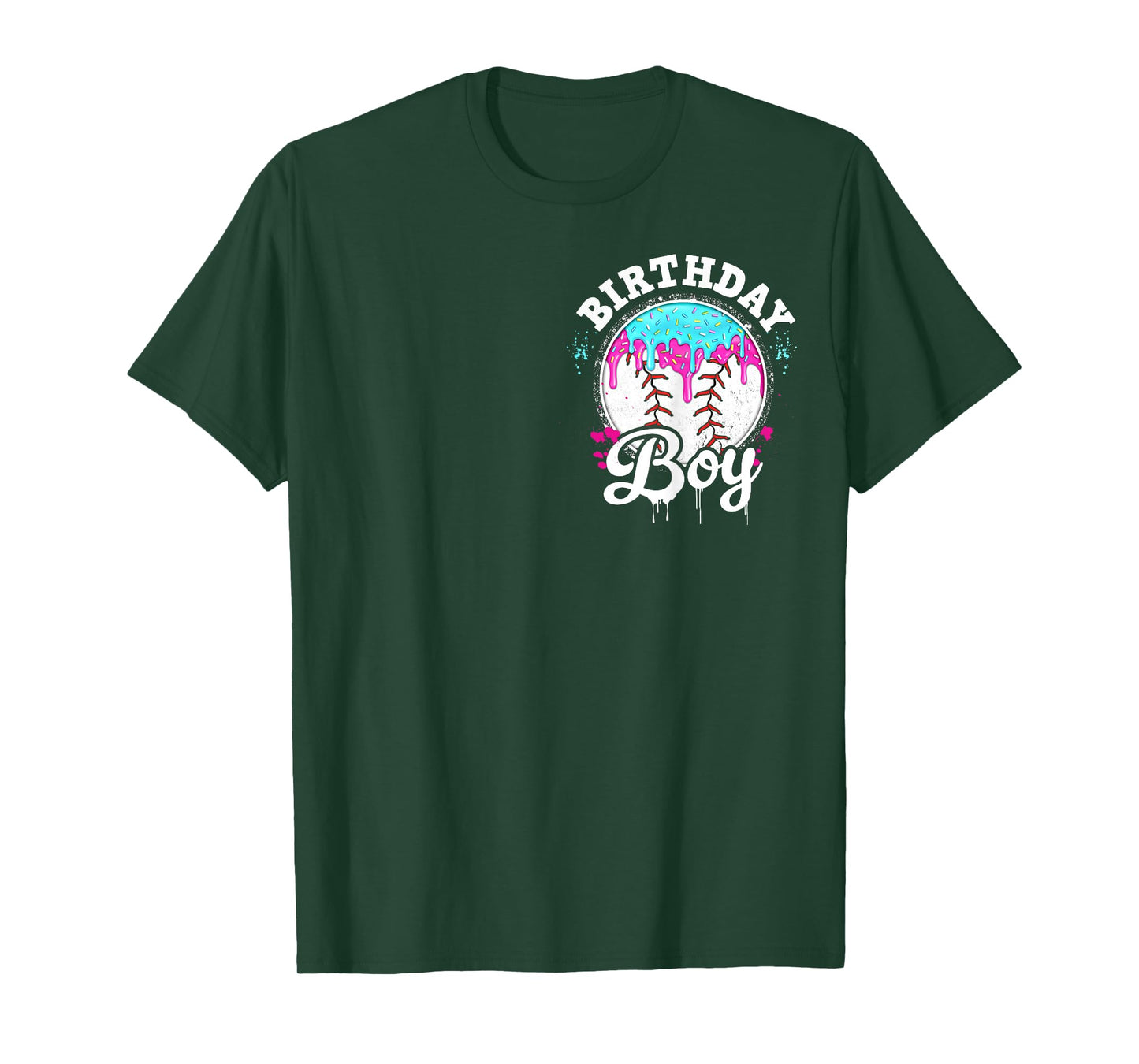 Baseball 7 Year Old Ice Cream Drip 7th Birthday Boy Number 7 T-Shirt