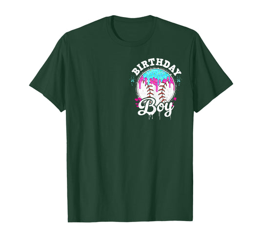 Baseball 7 Year Old Ice Cream Drip 7th Birthday Boy Number 7 T-Shirt