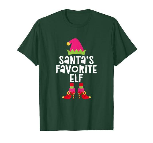 Santa's Favorite Elf Shirt Women Girl Matching Christmas Elf T-Shirt