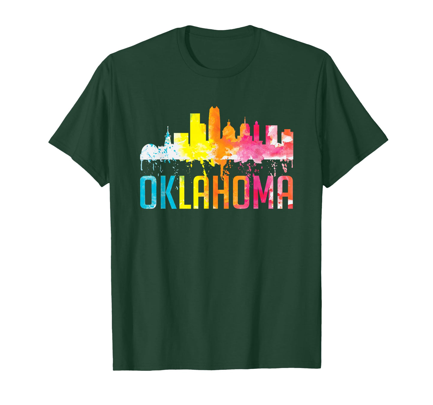 Oklahoma City OK Retro Watercolor Skyline Art Souvenir Gift T-Shirt