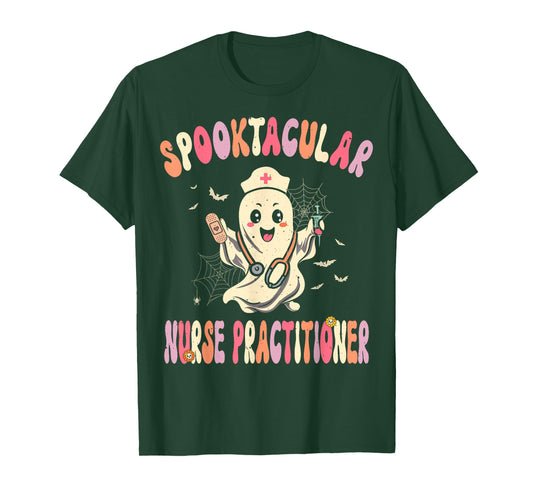 Spooktacular Nurse Practitioner Retro Halloween Ghost Nurse T-Shirt