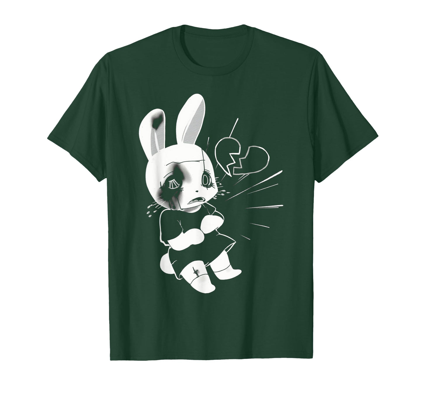 Sad Broken Heart Punk Goth Grunge Anime Bunny Rabbit T-Shirt