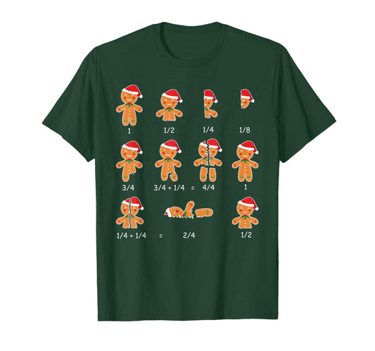 Xmas Cookies Santa Hat Fractions Math Teacher Christmas T-Shirt
