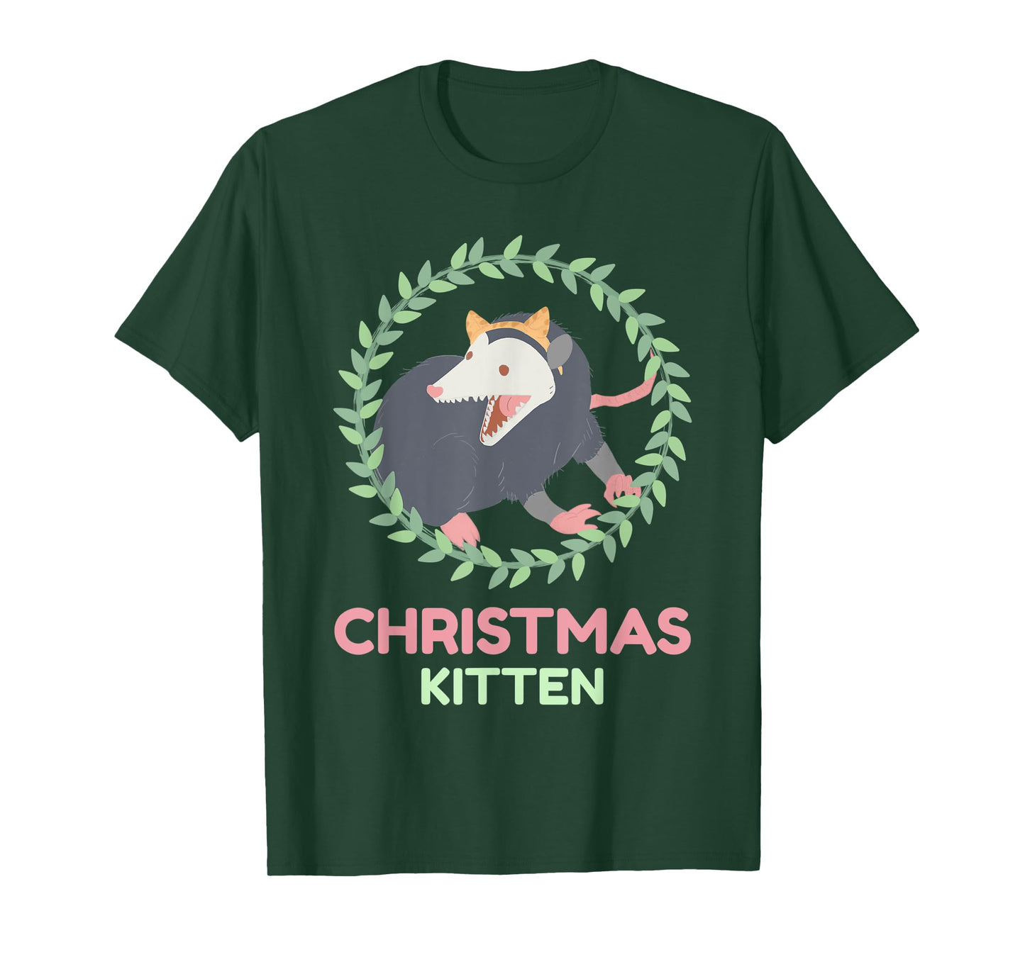 Xmas Possum Kitten - Creepy Cute Pastel Goth Christmas T-Shirt