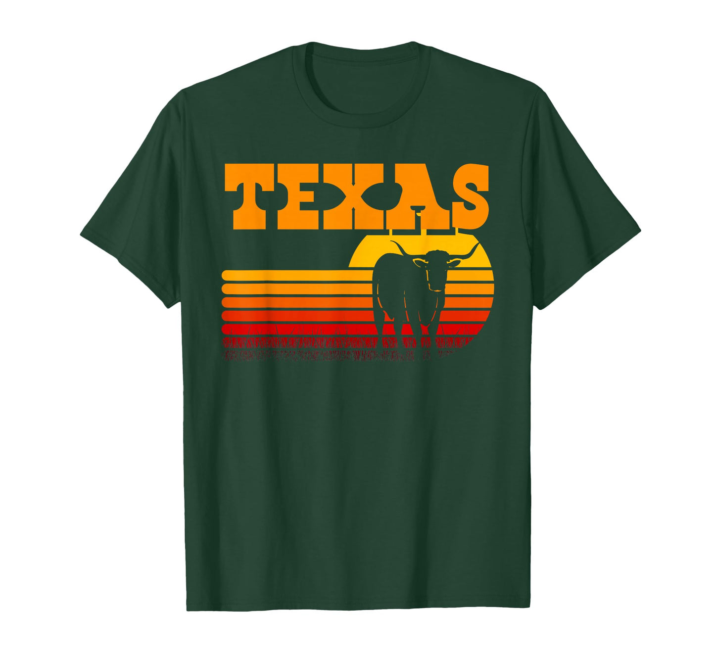 Texas Longhorn Shirts for Men Vintage Retro Sunset Texas T-Shirt