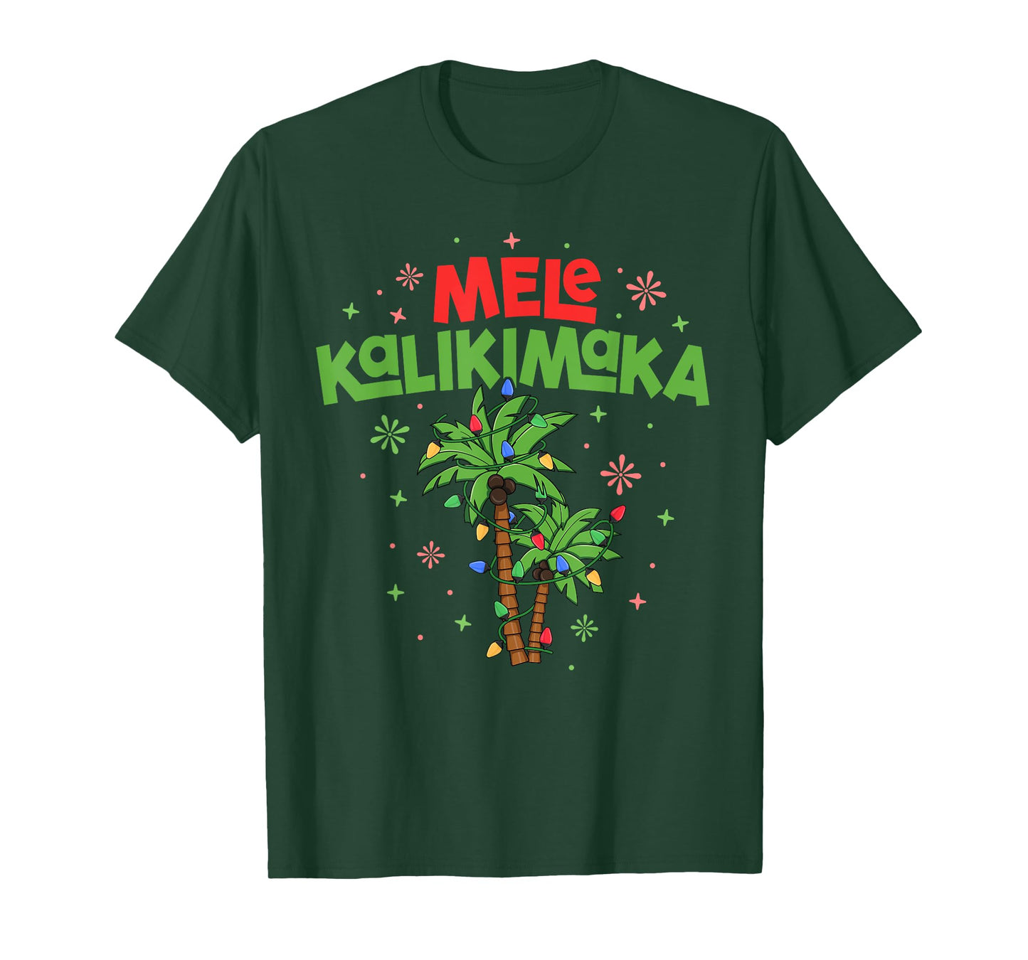 Mele Kalikimaka Hawaiian Christmas Palm Tree Lights Xmas T-Shirt