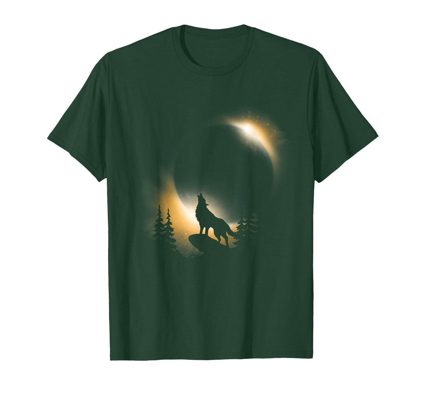 Wolf, Moon and Sun Wolf With Total Solar Eclipse T-Shirt