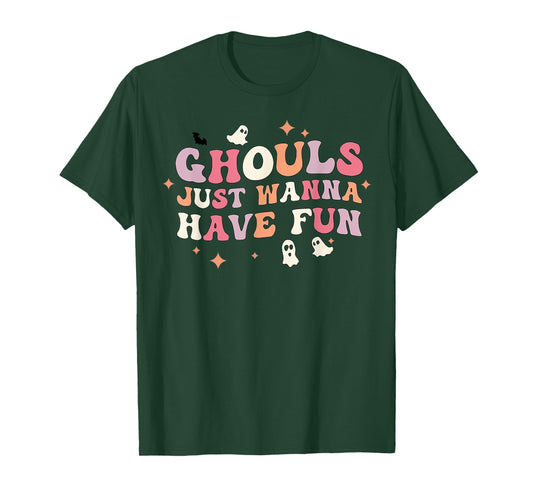 Ghouls Just Wanna Have Fun Halloween Cute Ghost Kids Toddler T-Shirt