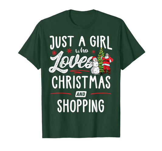 Just A Girl Who Loves Christmas And Shopping Gift Women T-Shirt