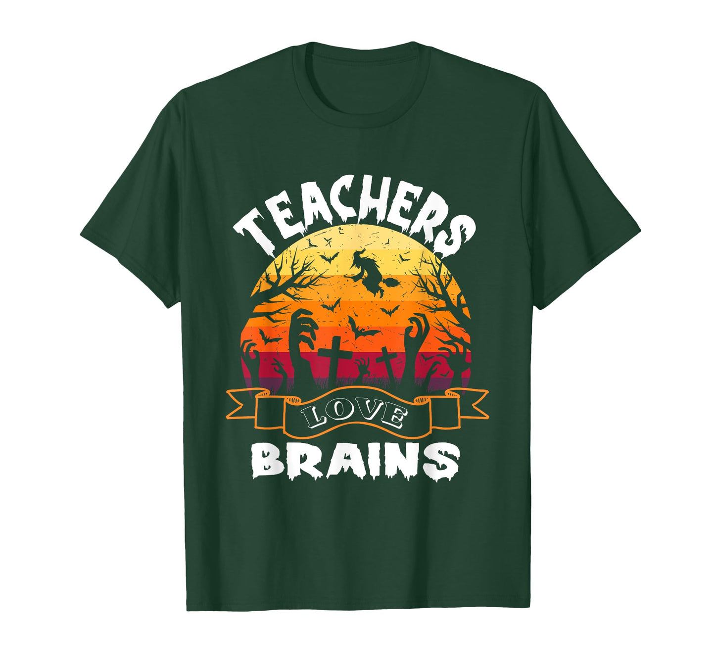 Teachers Love Brains Halloween Teacher Zombies Spooky tee T-Shirt
