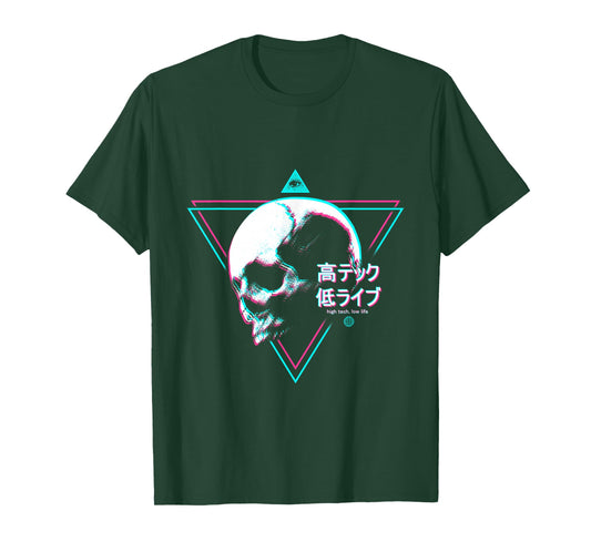 Cyberpunk Skull High Tech Low Life Japanese Streetwear Otaku T-Shirt