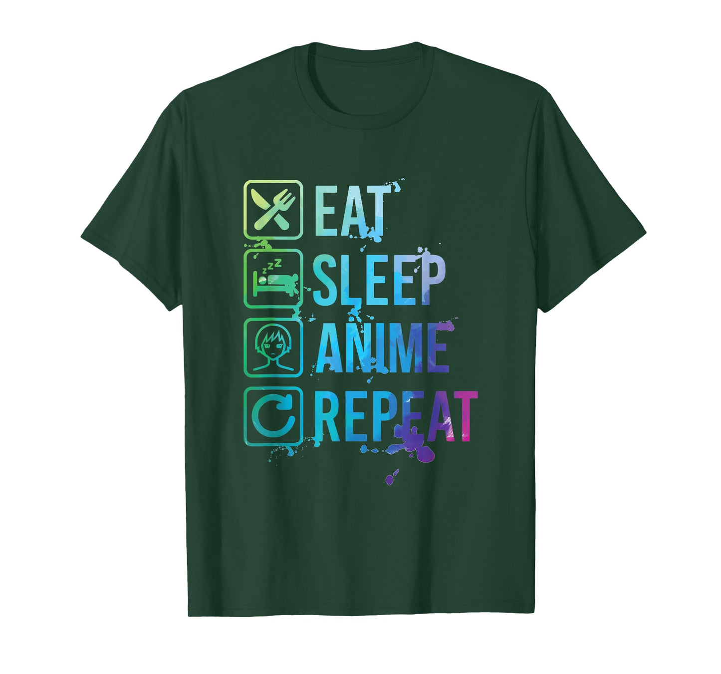 Anime Eat Sleep Repeat Watercolor Gift T-Shirt