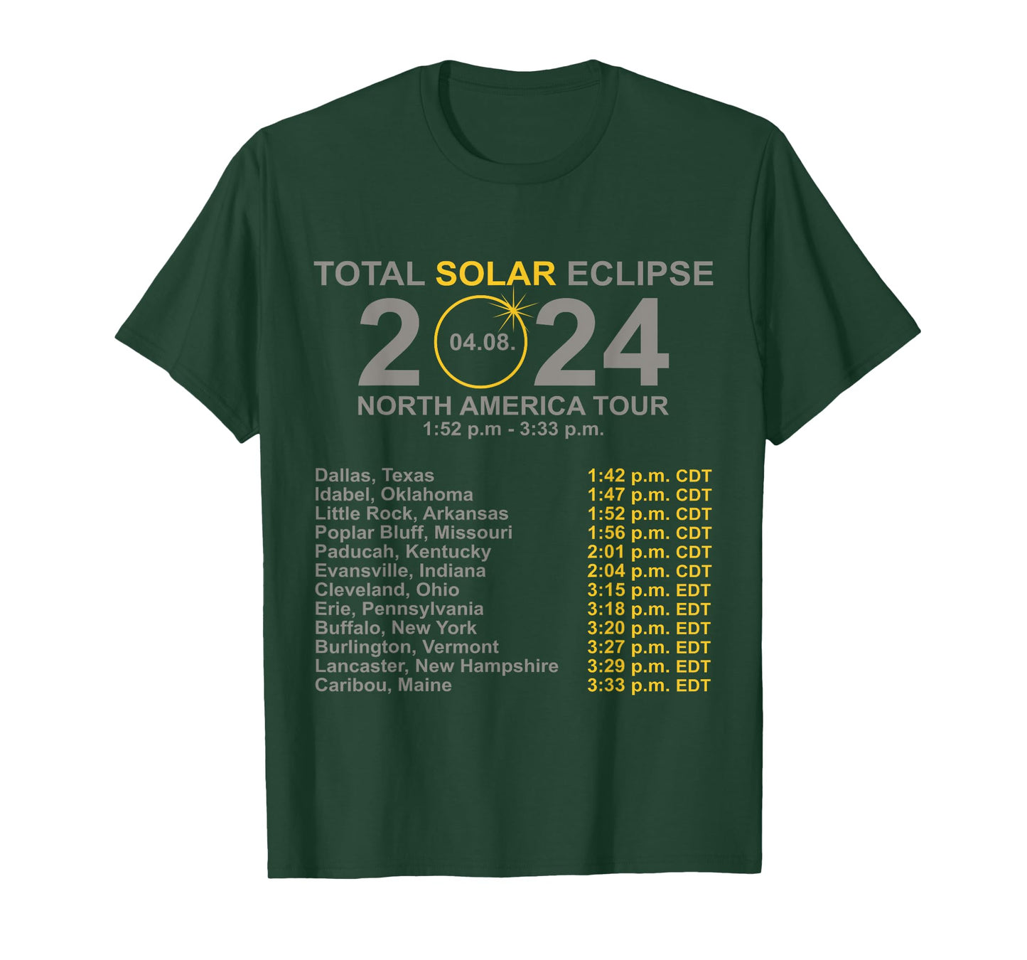 2024 Total Solar Eclipse April 8 Path Of The Eclipse T-Shirt