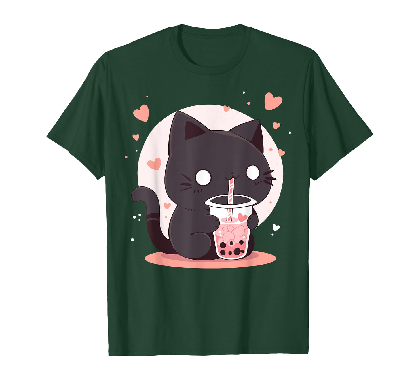 Kawaii Black Cat Boba Cute Japan Anime Bubble Tea Neko Teen T-Shirt for Men Women