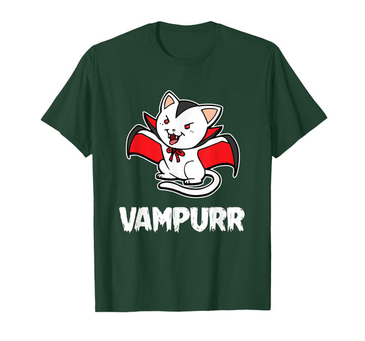 Vampurr Halloween Costume Funny Vampire Kitten Cat Dracula Men Women Kids T-Shirt
