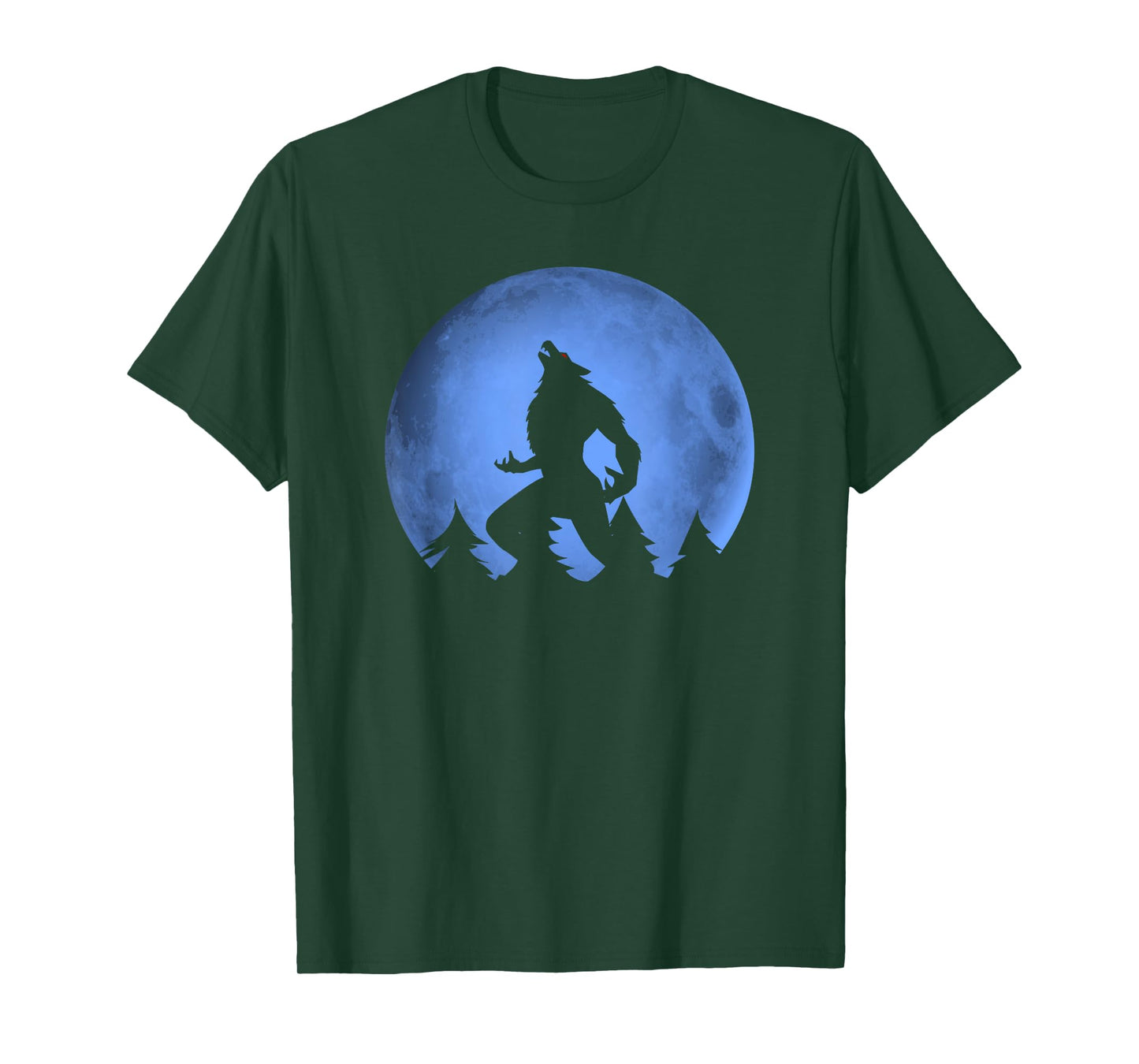 Wolf Halloween Costume Werewolf Blue Moon Scary For Men Boys T-Shirt