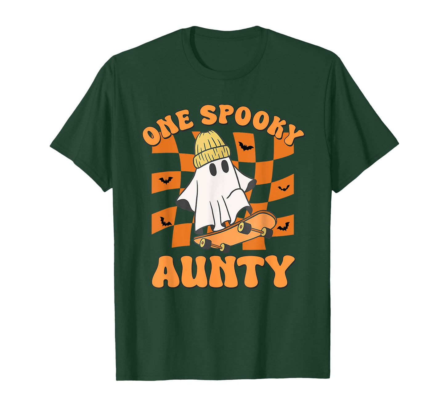 One Spooky Aunty Birthday Halloween Skateboarding Ghost T-Shirt