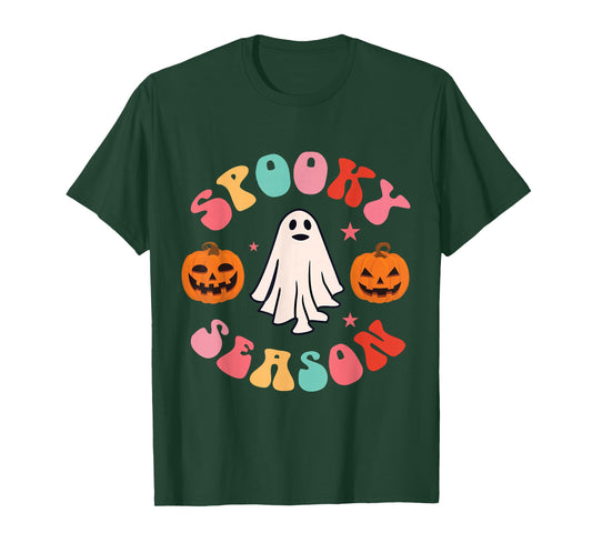 Retro Halloween Cute Ghost Spooky Season Funny T-Shirt
