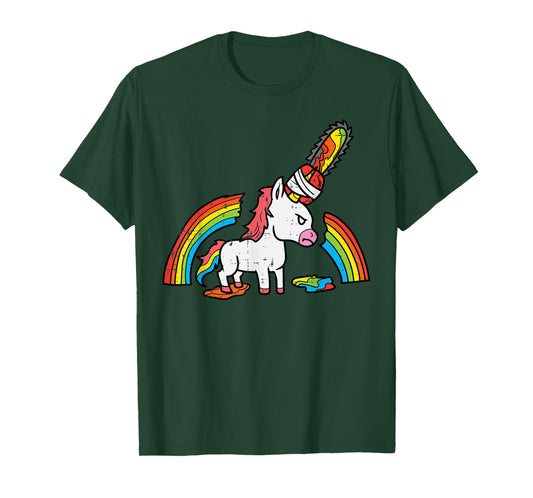 Unicorn Chainsaw Horror Funny Grim Halloween Men Women Kids T-Shirt