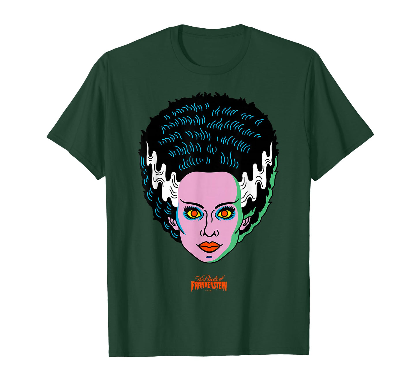 Universal Monsters Bride of Frankenstein Retro Big Face T-Shirt