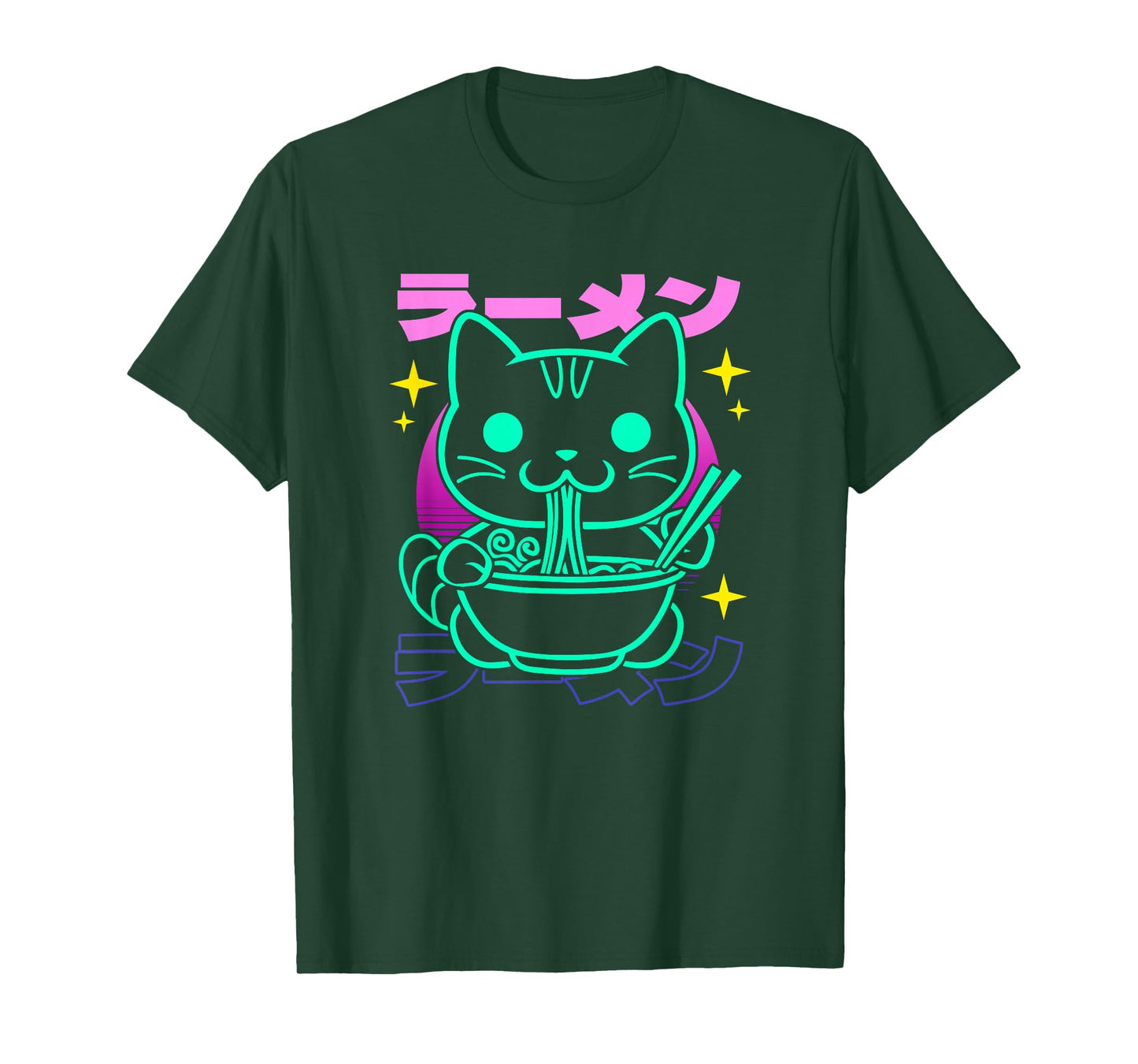 Retro Kawaii Ramen Cat T-Shirt