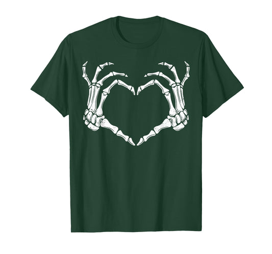 Skeleton Hands Heart Sign Retro Halloween Costume Women Men T-Shirt