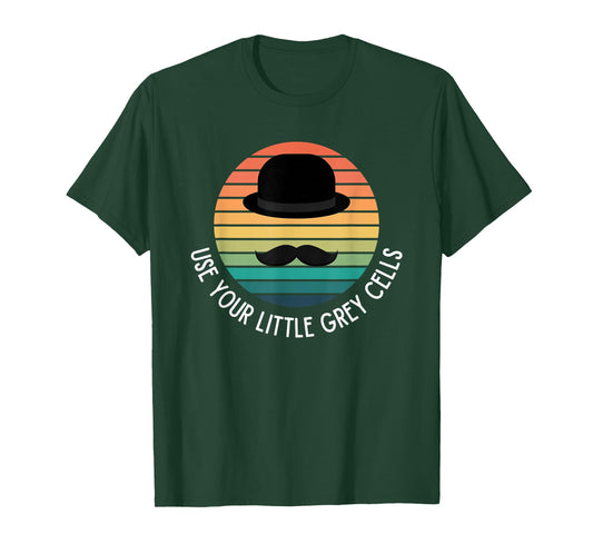 ELDA DESIGN Poirot Use Your Little Grey Cells T-Shirt - Unisex-Kids, Black, Small