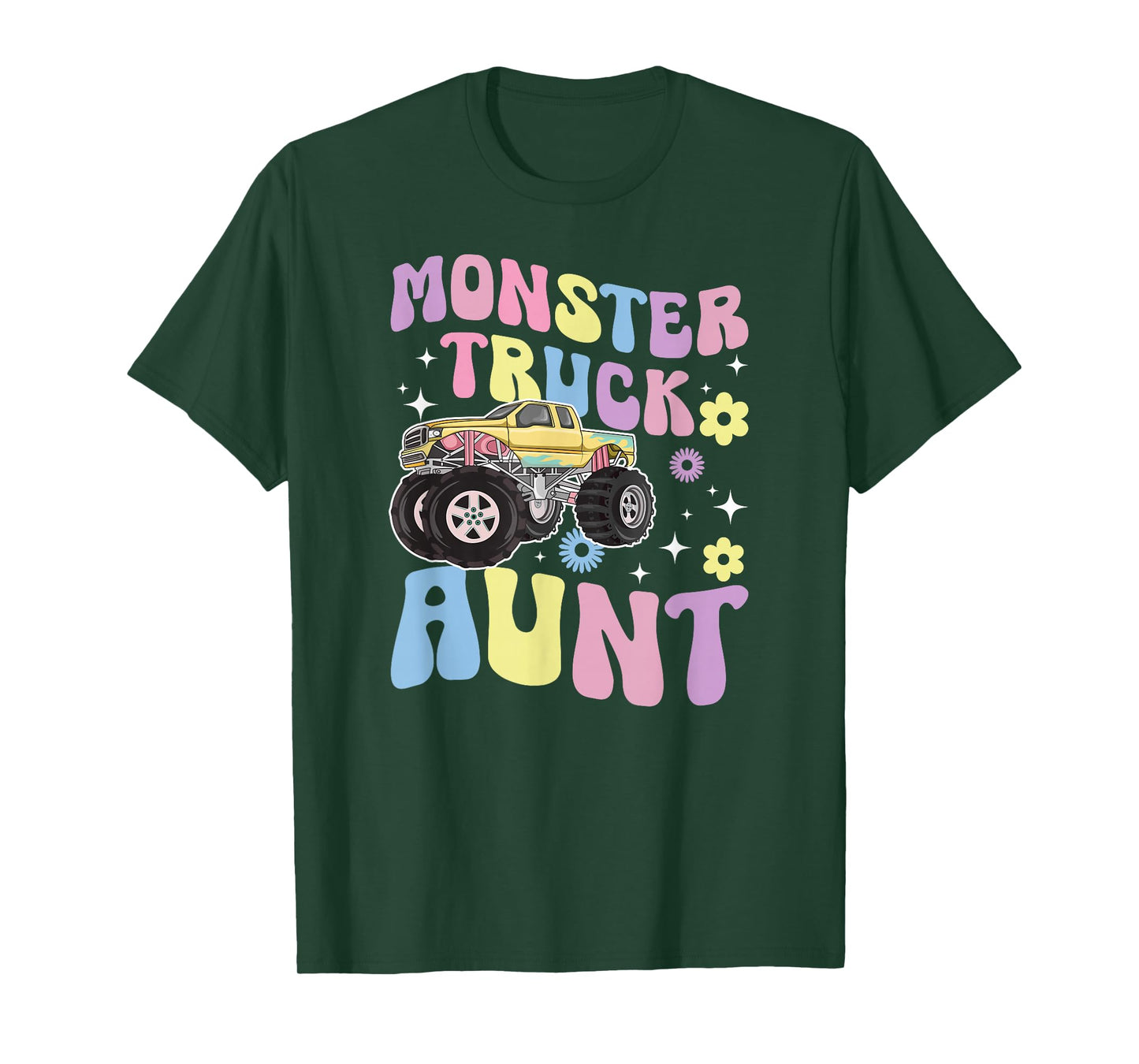 Monster Truck Aunt Groovy Monster Truck Auntie T-Shirt