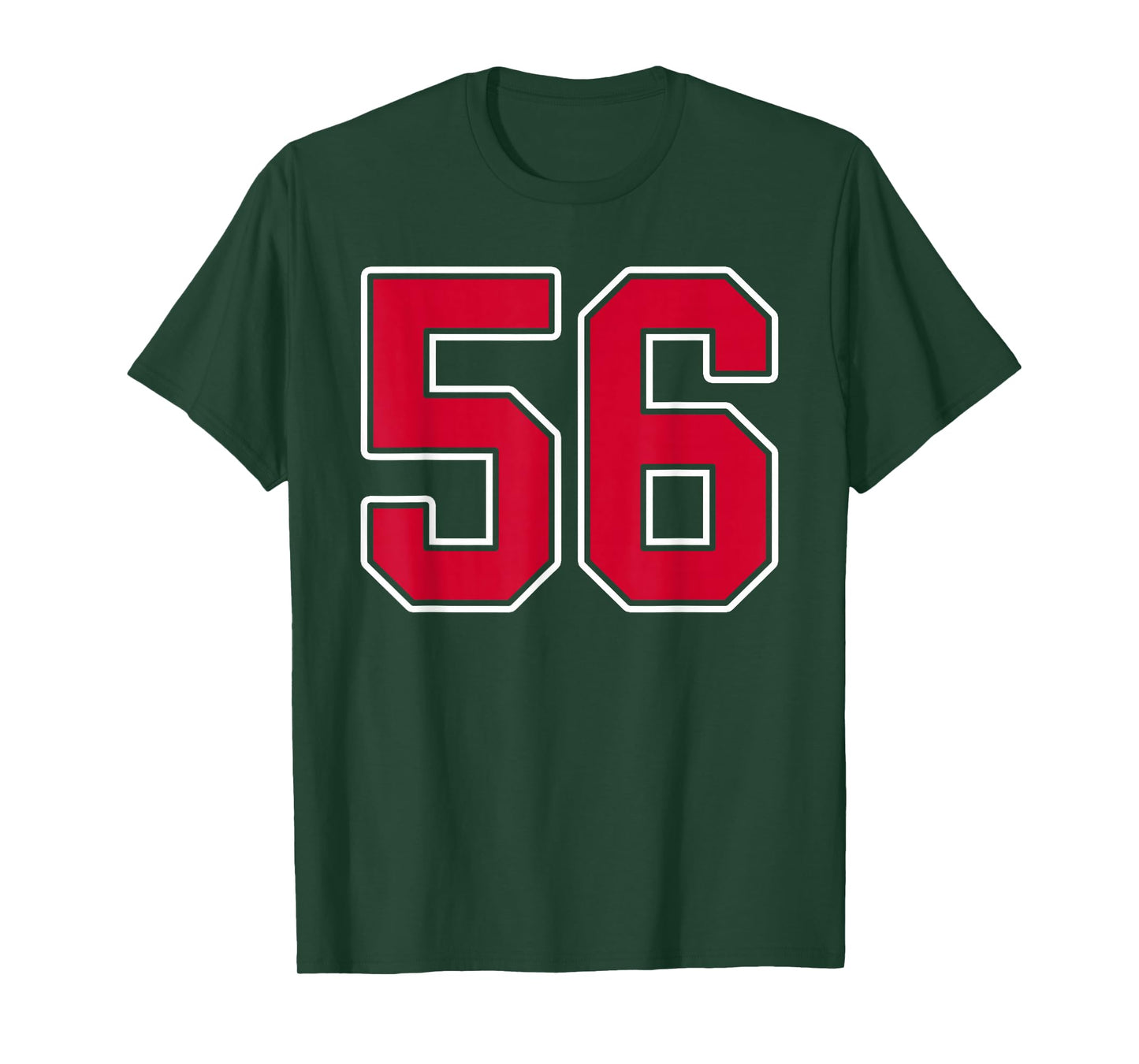 Red White Number 56 Jersey Player Uniform #56 T-Shirt
