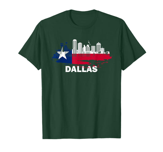 Texas State Flag - Dallas Cityscape - Dallas Skyline T-Shirt